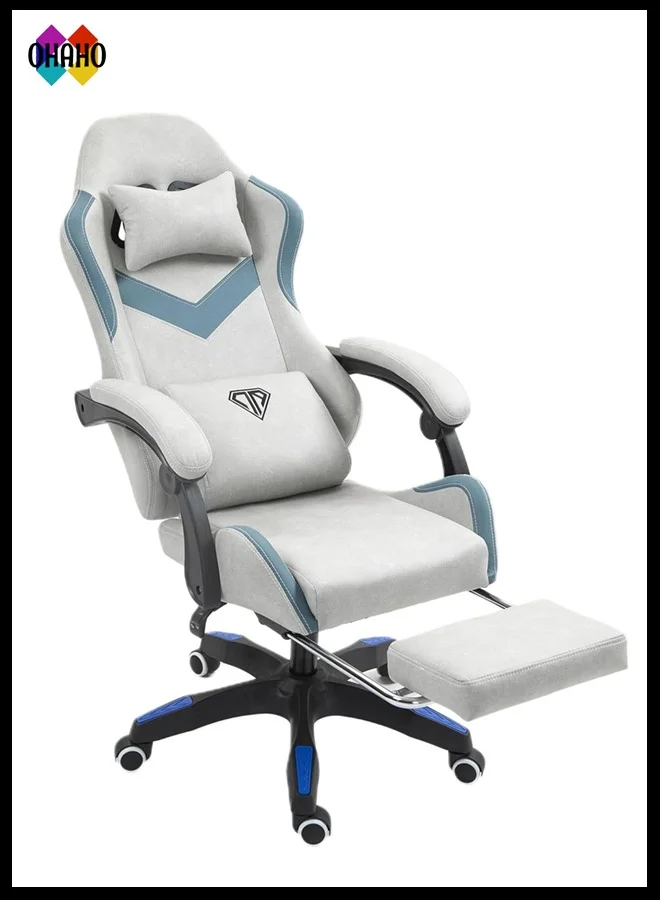 OHAHO Ergonomic Gaming Chair with Footrest and Lumbar Support (Grey, 125 cm) 6ccgv