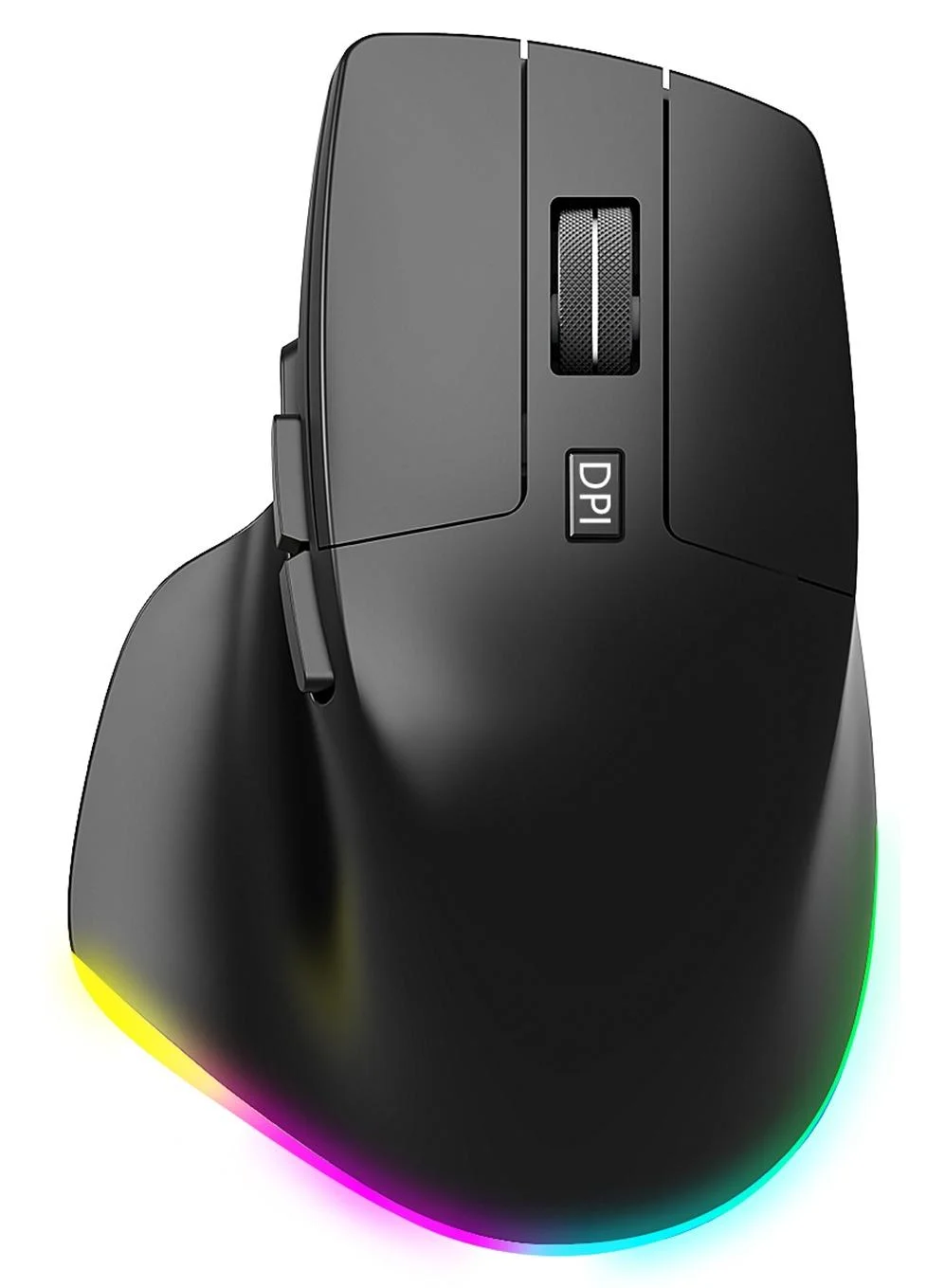 Infino Ergonomic Wireless Mouse Tri-Mode Bluetooth 2.4GHz RGB Silent Optical Mouse for Laptop PC Tablet (Black, 1 Unit) ydofw