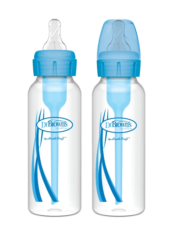 Premium Anti-Colic Narrow Feeding Set Polypropylene BPA-Free (Blue, 250 mL, 2-Pack) afgjm