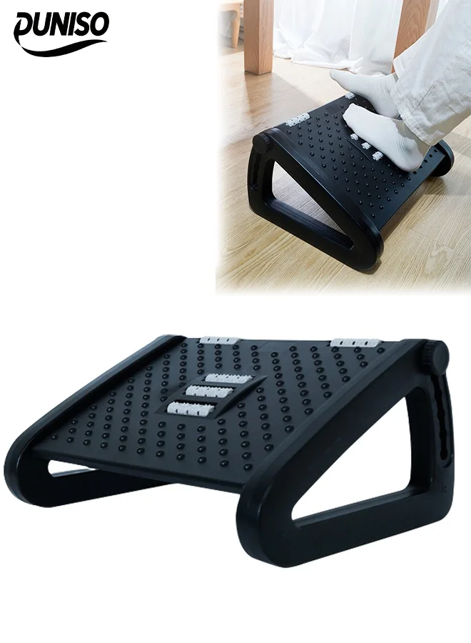 DUNISO Ergonomic Foot Rest Under Desk with 6 Height Adjustable Levels and Massage Rollers (Black) vru4m