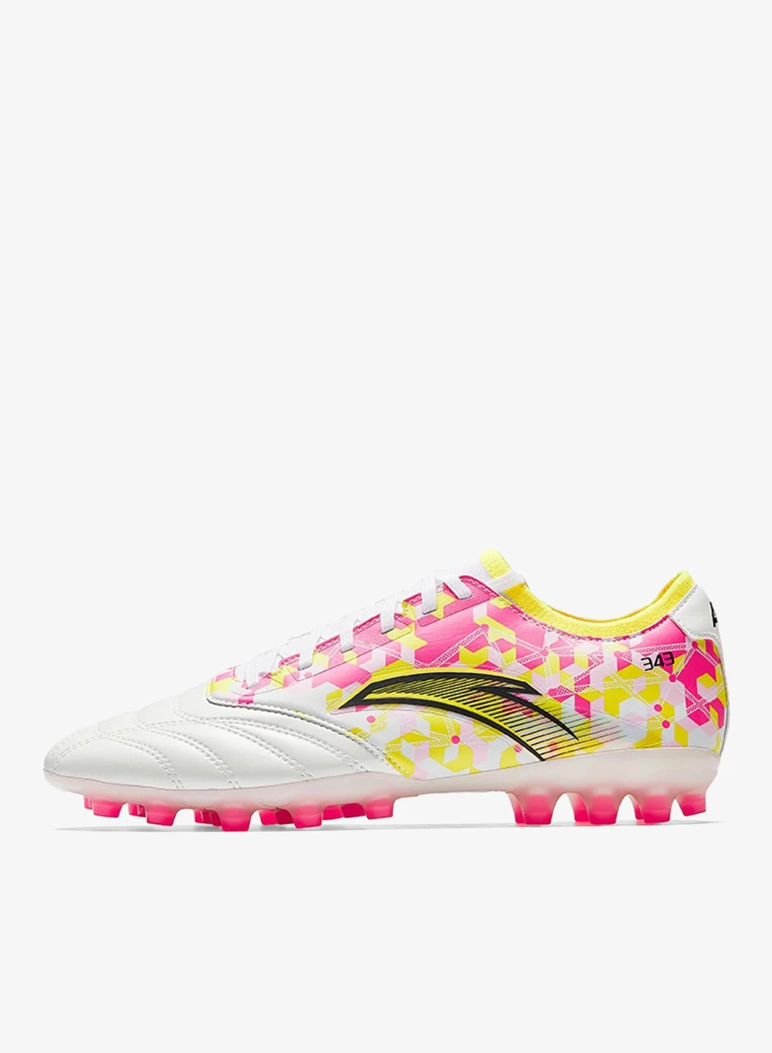 Premium Men's Football Cleats Professional Athletic Soccer Shoes (White/Pink/Yellow, 42) vvt7m