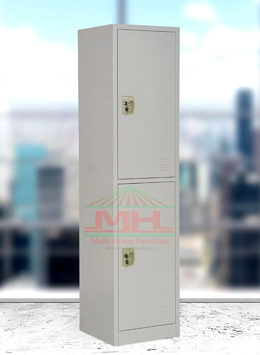 Premium 2-Door Metal Locker Cabinet (White, 180cm x 80cm x 40cm) - Durable Steel Storage Organizer for Home, Office, and Gym f34pe