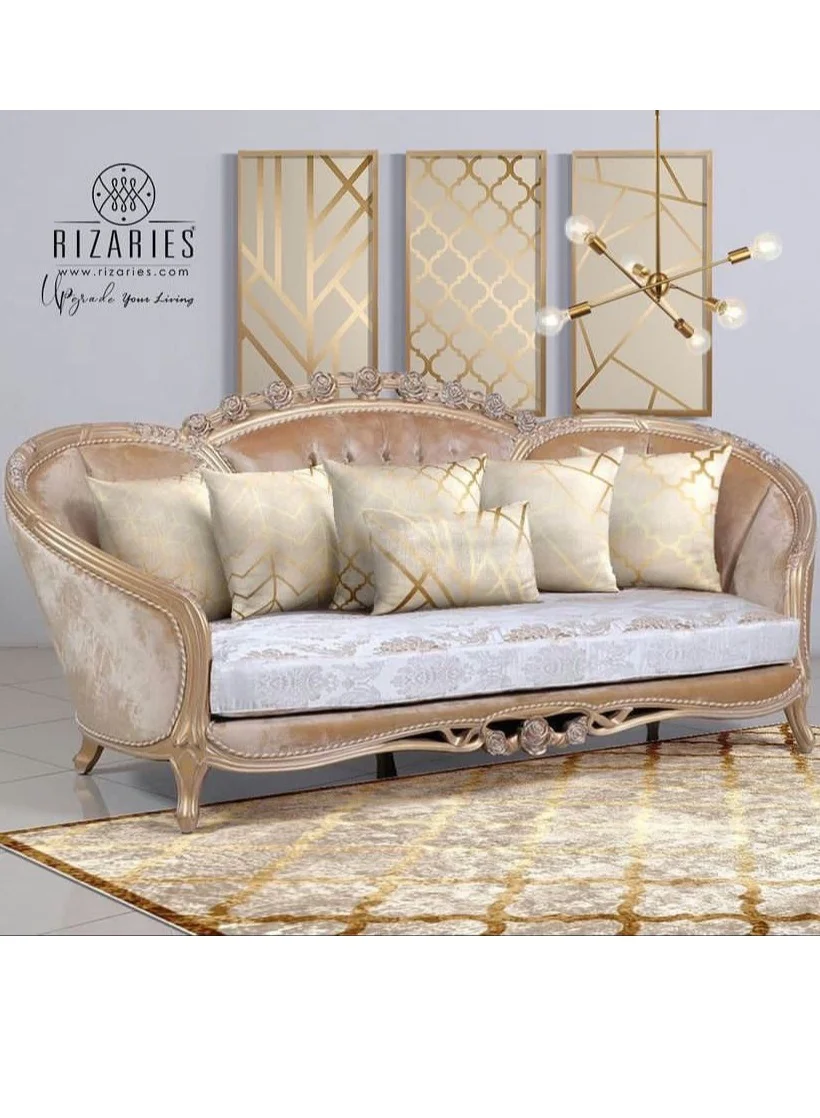 RIZARIES Decorative Throw Pillow Set (Beige Gold, 6-Piece Set) Premium Soft Fabric Cushions for Living Room Sofa fymaz