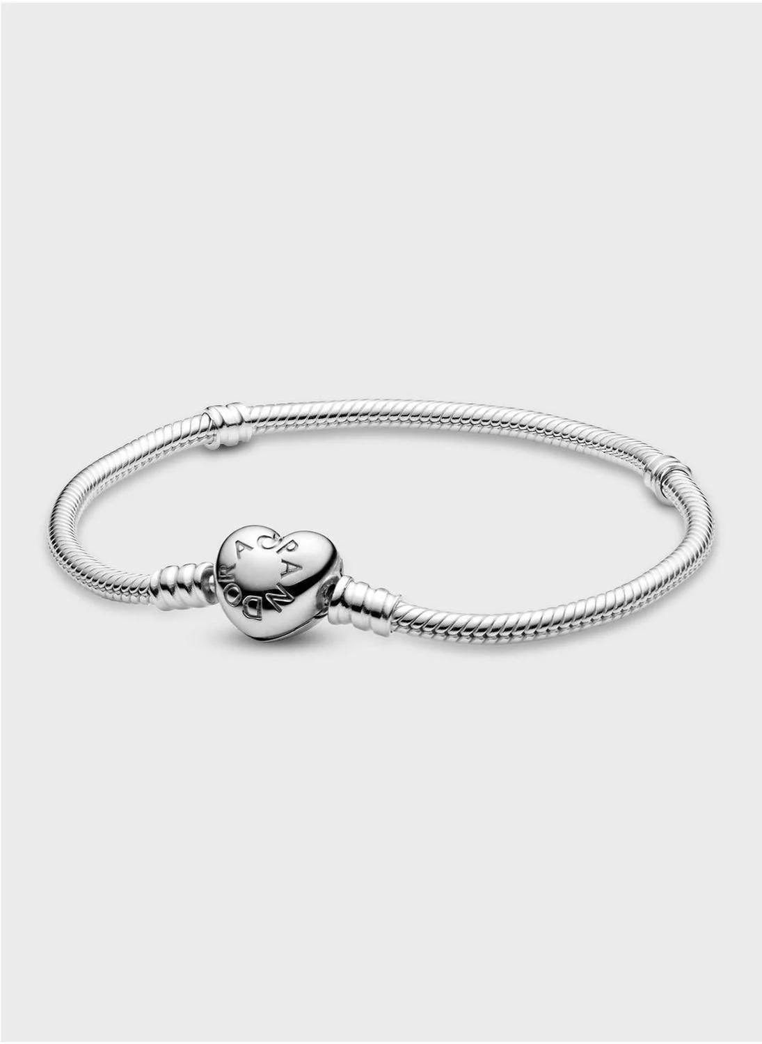 Premium Heart Clasp Snake Chain Bracelet (Silver Tone, 19 cm) 3bw78