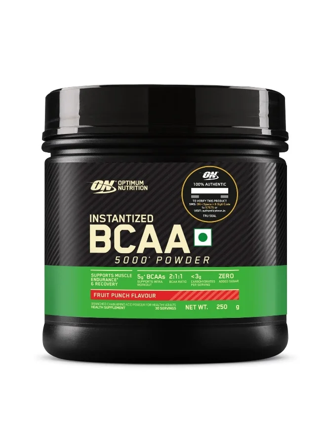 Premium BCAA Powder 2:1:1 Ratio Muscle Recovery and Endurance Supplement (Fruit Punch, 250g) alh3o