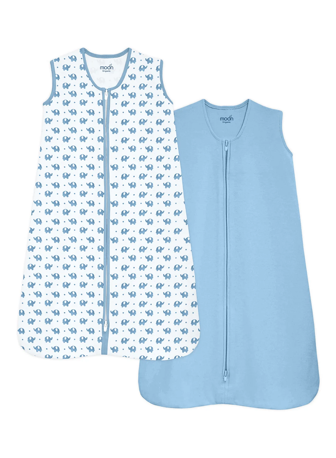 Moon Organic Cotton Baby Sleepsack (Elephant and Blue, Pack of 2, Small/Medium) glnr6