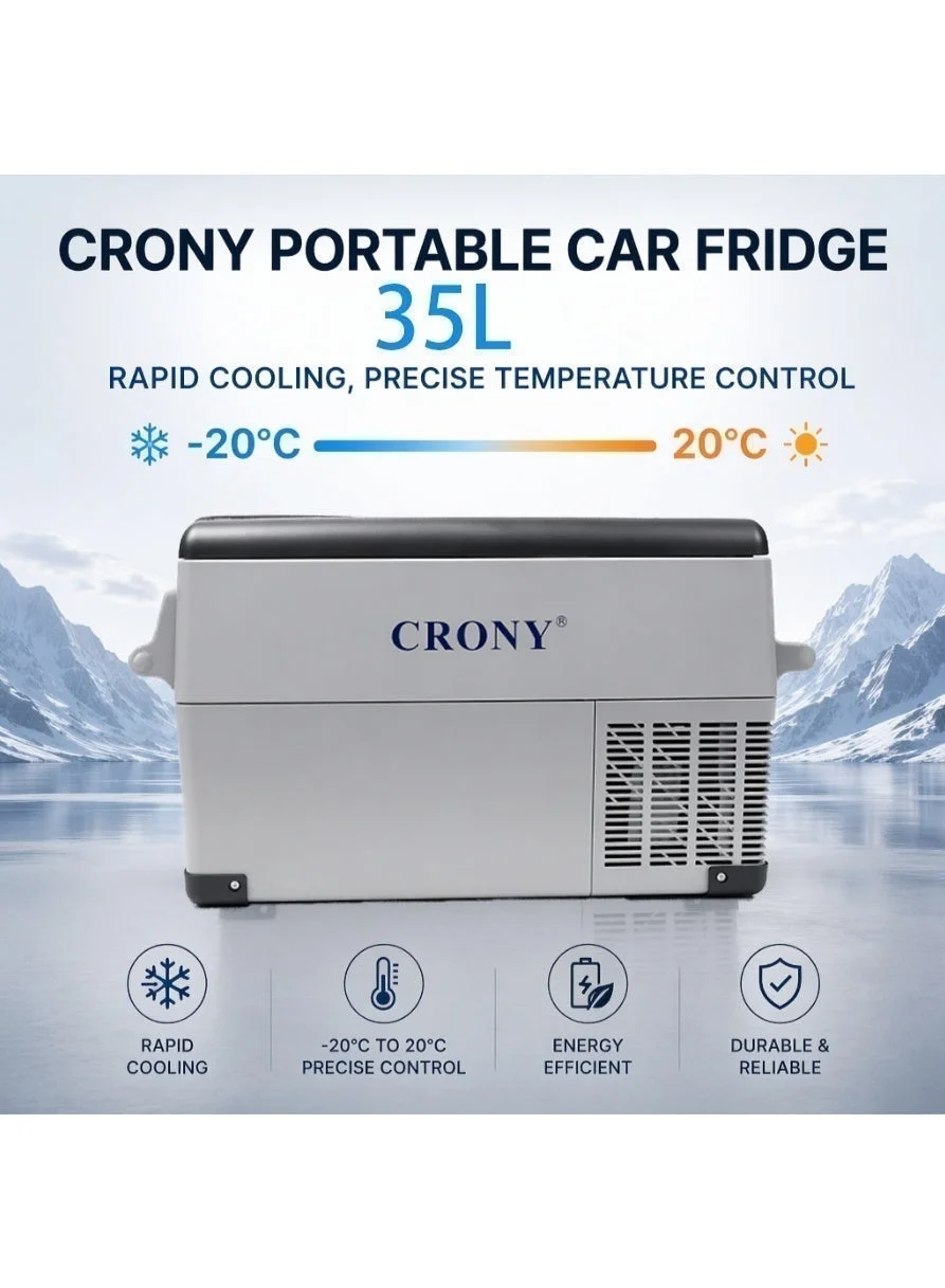 CRONY Portable Vehicle Refrigerator and Freezer, 35L Multi-Voltage Electric Cooler for Camping, RV, and Truck (35 Liters) 2c43l