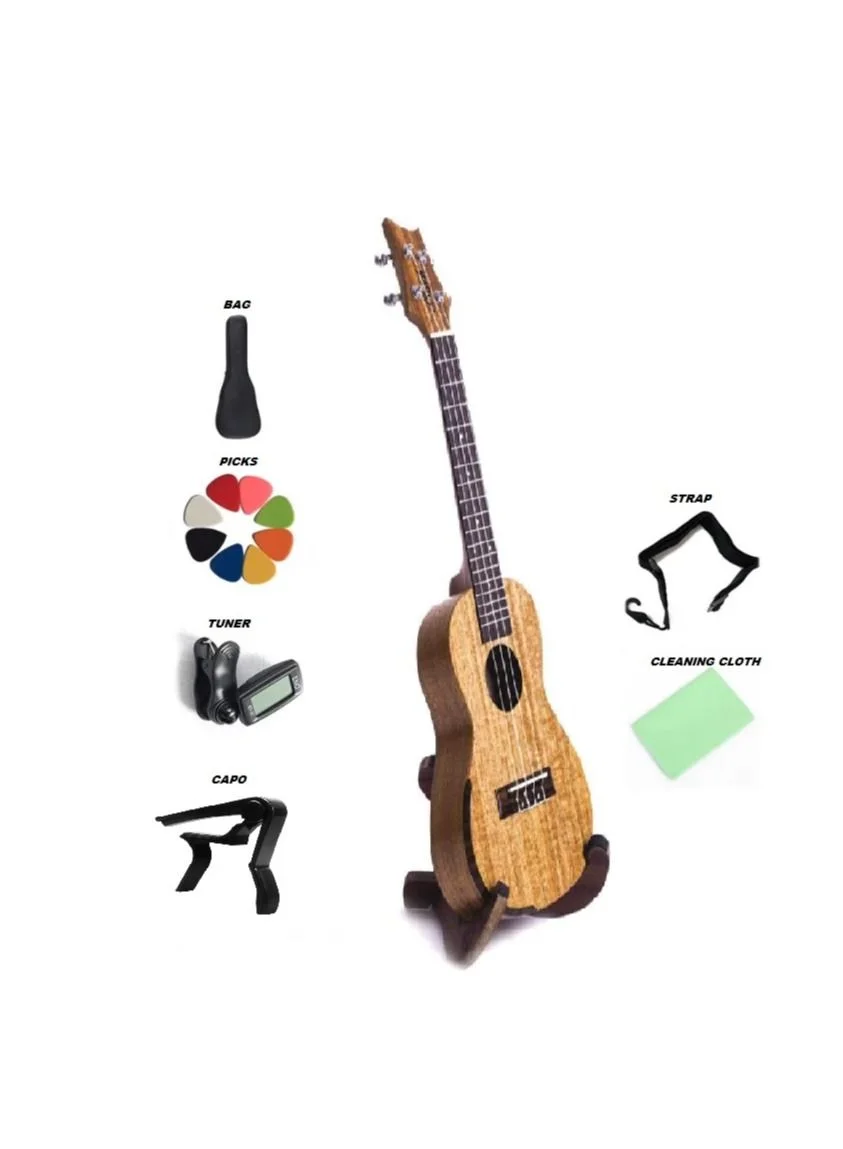 Megarya 21 Inch Acoustic Ukulele Handmade Natural Rosewood Set with Bag Strap and Capo owdwz