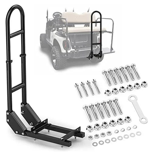 HOWBOW Golf Cart Rear Seat Grab Bar Universal Safety Handle Rail Adjustable Height Heavy Duty Steel Accessory for Club Car EZGO (Black, 1 Piece) 6s8hq