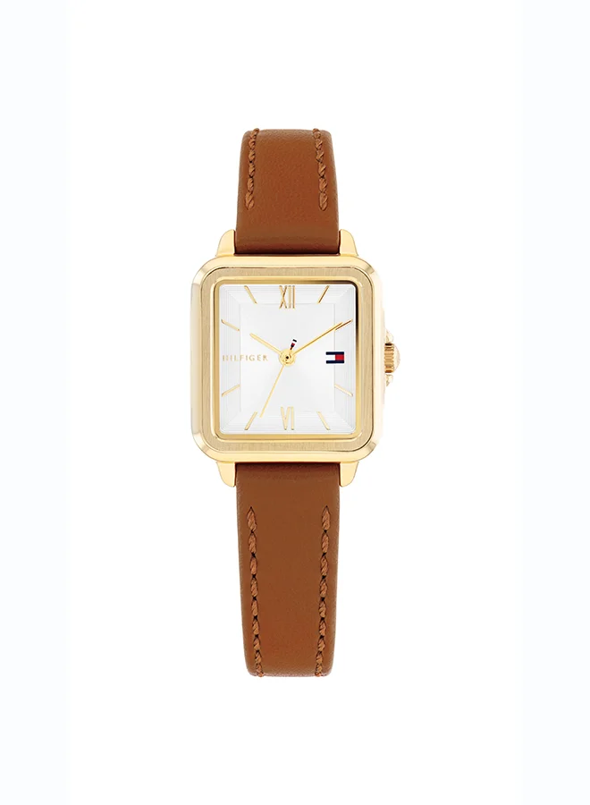 Premium Analog Quartz Watch for Women with Silver Dial and Tan Leather Strap (One Size) 9mp4t