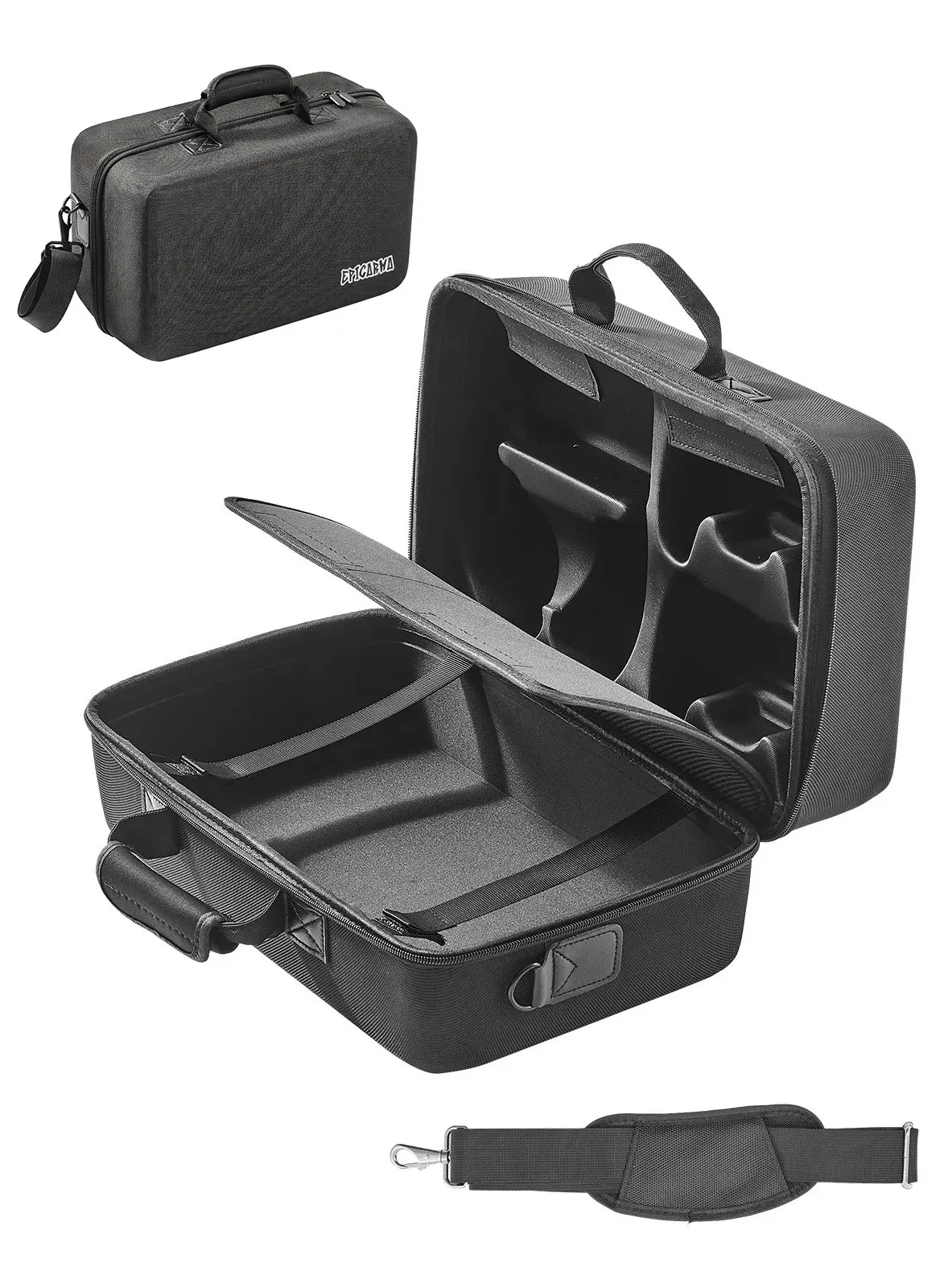 Epicarma Gaming Console Travel Case Shockproof EVA Storage Bag with Padded Dividers and Carry Handle (Black, 40cm x 30cm x 12cm) b4qev