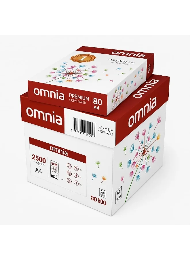 OMNIA A4 Printing Paper 80GSM Premium Office Stationery (5 Reams, 2500 Sheets) yzc9u