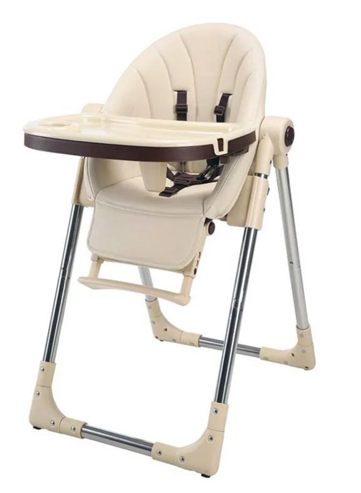 GOOTOY Baby Dining High Chair Foldable and Retractable Steel Frame (6 Months+, Silver) fw2in