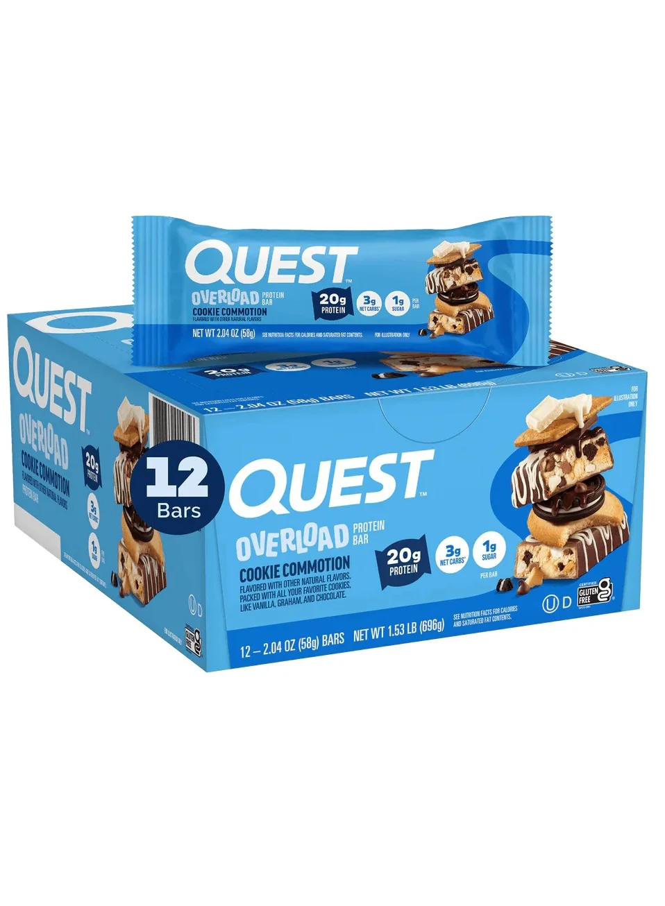 Quest Nutrition Protein Bar Cookie Commotion High Protein Low Sugar (12 Bars, 58g Each) rr6b6