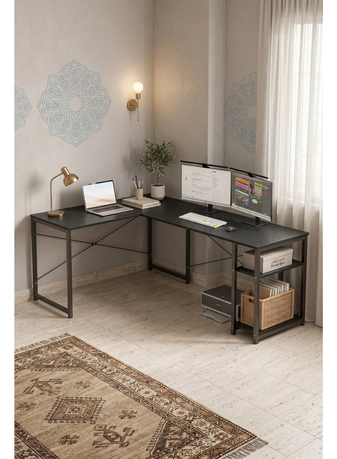 Visionnaire L-Shaped Computer Desk Modular Workstation with Extendable Surface for Home Office and Gaming (150 cm x 120 cm) otx8c