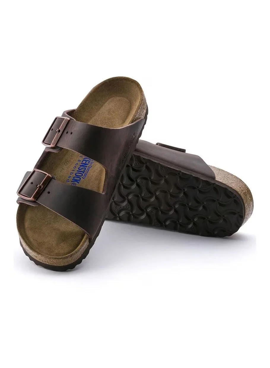 Premium Oiled Leather Two-Strap Sandals with Soft Footbed for Men and Women (Habana, Size 40) 6gdta