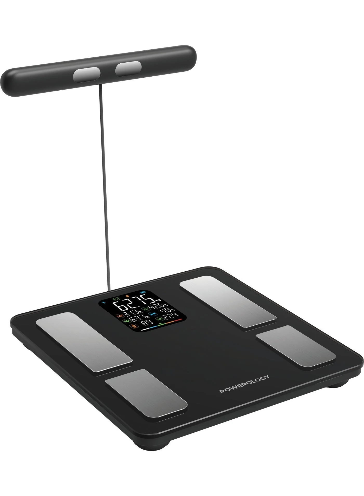 Powerology Advanced Precision Smart Body Composition Scale with Handheld Electrodes and App Connectivity (Black) tjnd0