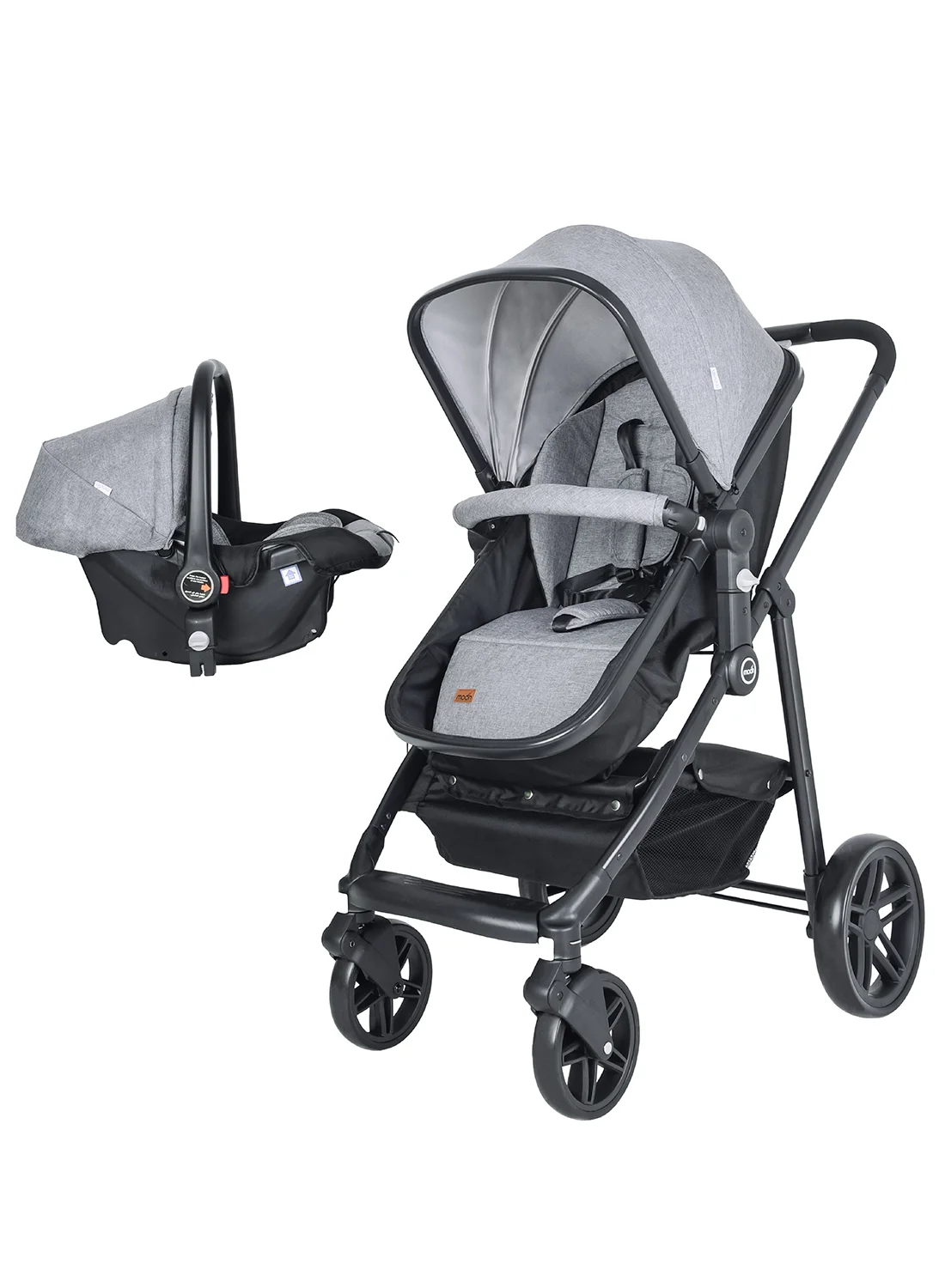 Moon Tres 3-in-1 Travel System Premium Stroller and Car Seat Combo (Light Grey, Newborn to Toddler) y1tnu
