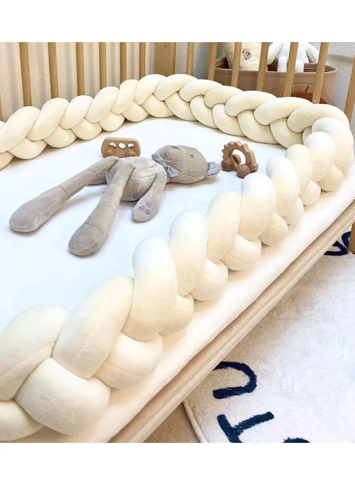 Unikbebe Hand Woven Knot Pillow Crib Bumper Soft Bed Protector for Newborns (Beige, 200 cm) topm1