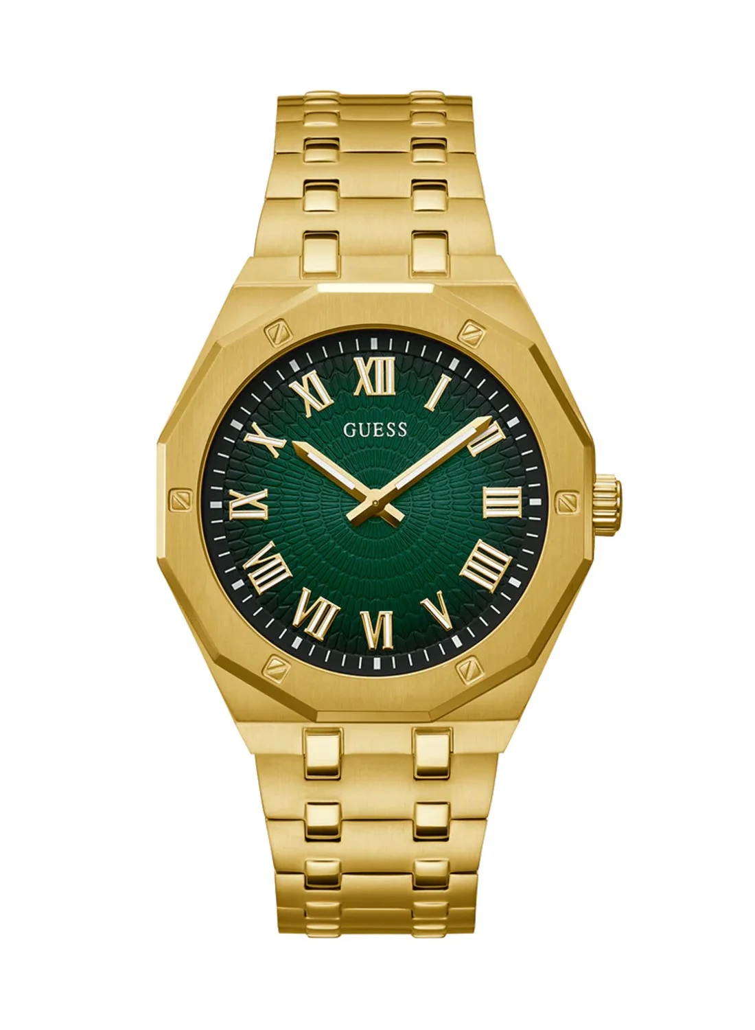 Premium Analog Quartz Men's Watch with Green Round Dial and Stainless Steel Band (42mm) aoep3