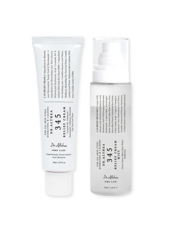 Dr. Althea Blemish Relief Duo Skincare Set (50ml Cream, 100ml Mist) Soothing and Hydrating Facial Care w55me