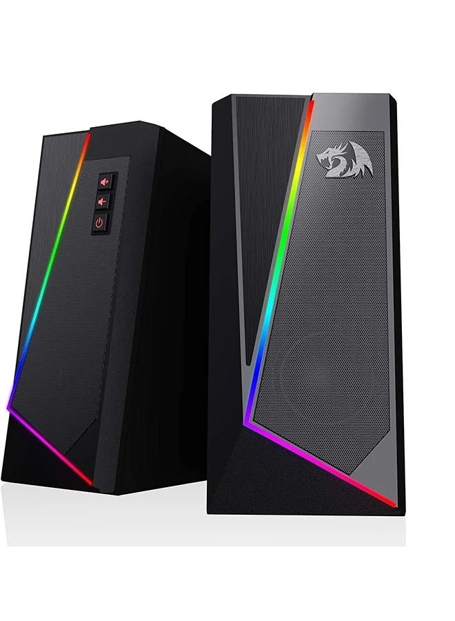 Anvil RGB Desktop Speakers 2.0 Channel PC Stereo System with Enhanced Bass and LED Lighting (Black, 1 Pair) u12nl