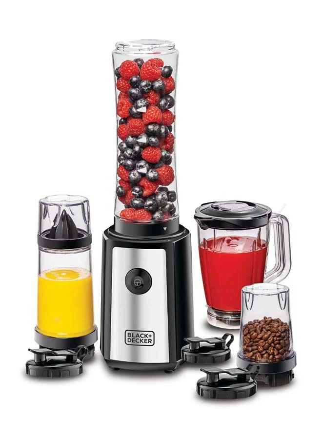 Premium 4-in-1 Compact Sports Blender and Smoothie Maker with Citrus Juicer and Grinder Mill (Black, 300 mL) h2rck