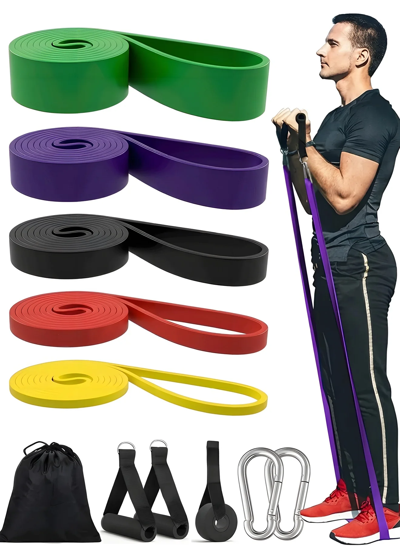 Premium Resistance Bands Set for Full Body Workout and Physical Therapy (Unisex, Multi-Level Tension) oifb3