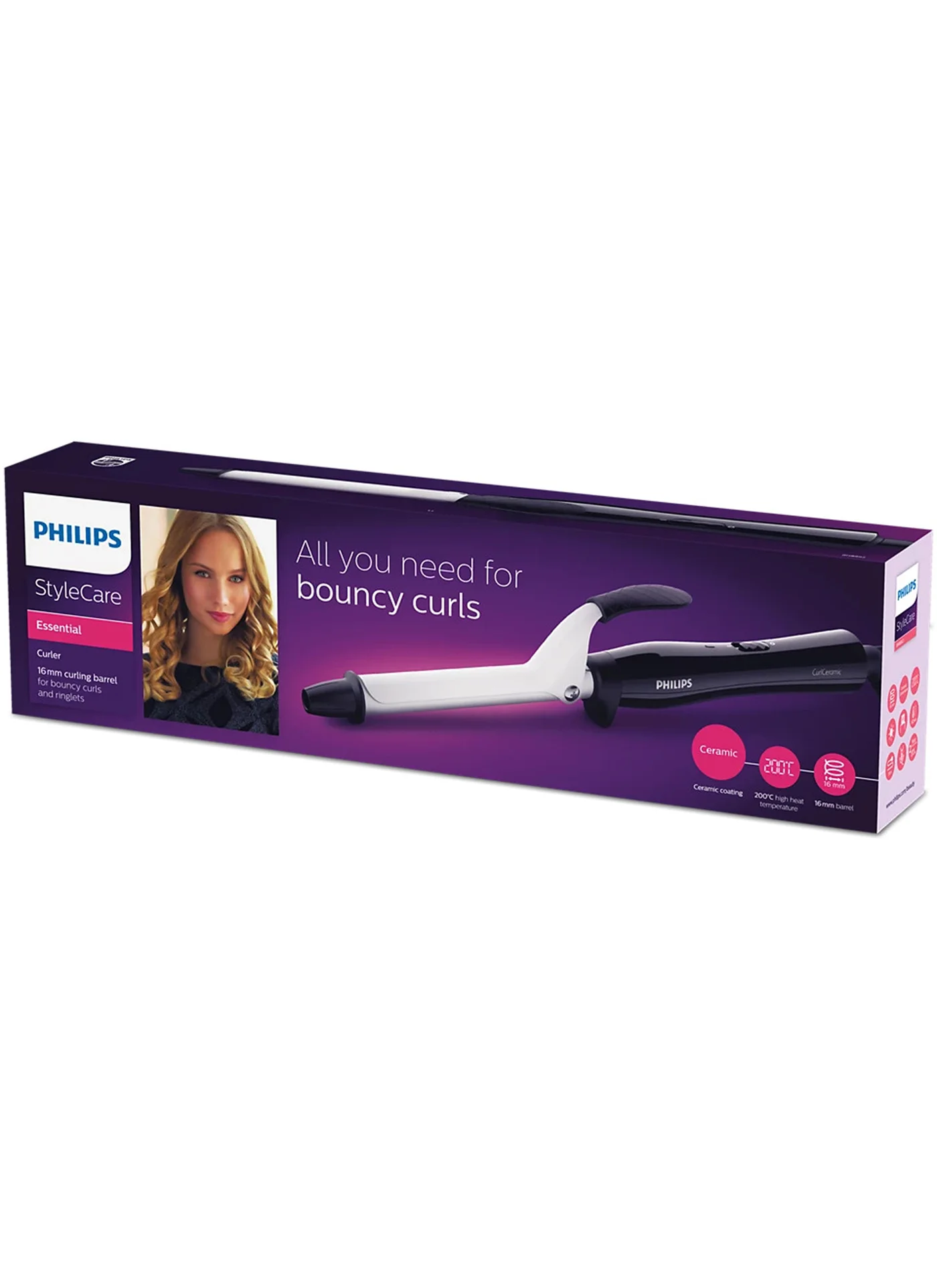 Professional Hair Curler Ceramic Barrel for Bouncy Curls (Black, 16 mm) 1mjx4