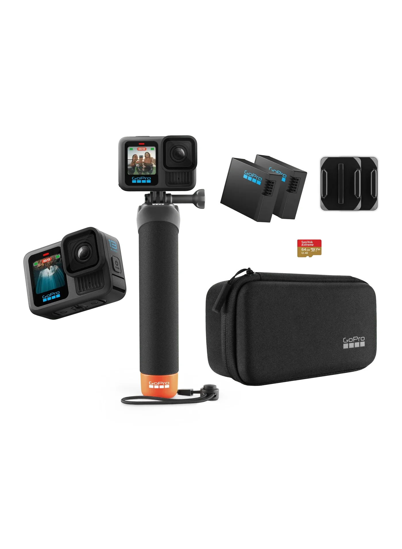 Action Adventure Camera Travel Bundle with Dual Enduro Batteries and 64GB Memory Card (Black, 1 Set) twgrg