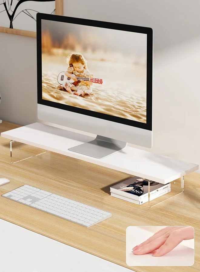 DUNISO Desktop Monitor Stand Riser, Ergonomic Wood & Acrylic Desk Organizer for PC Laptop TV Printer (50 cm) gni8g