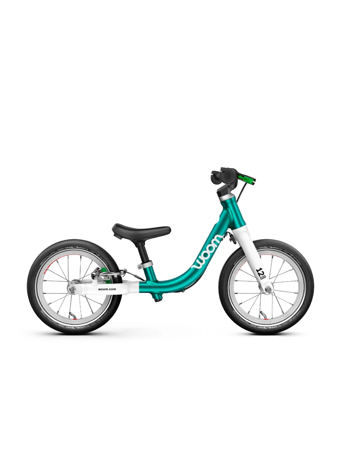 Premium Balance Bike for Toddlers Lightweight Aluminum Frame with Rear Hand Brake (Metallic Turquoise, 12-inch Wheels) w1gkb