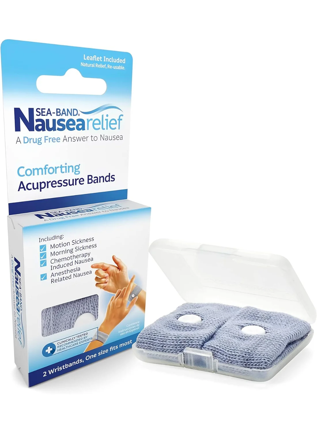 Acupressure Wristband for Motion and Morning Sickness Relief (Gray, 1 Pair) efm3m