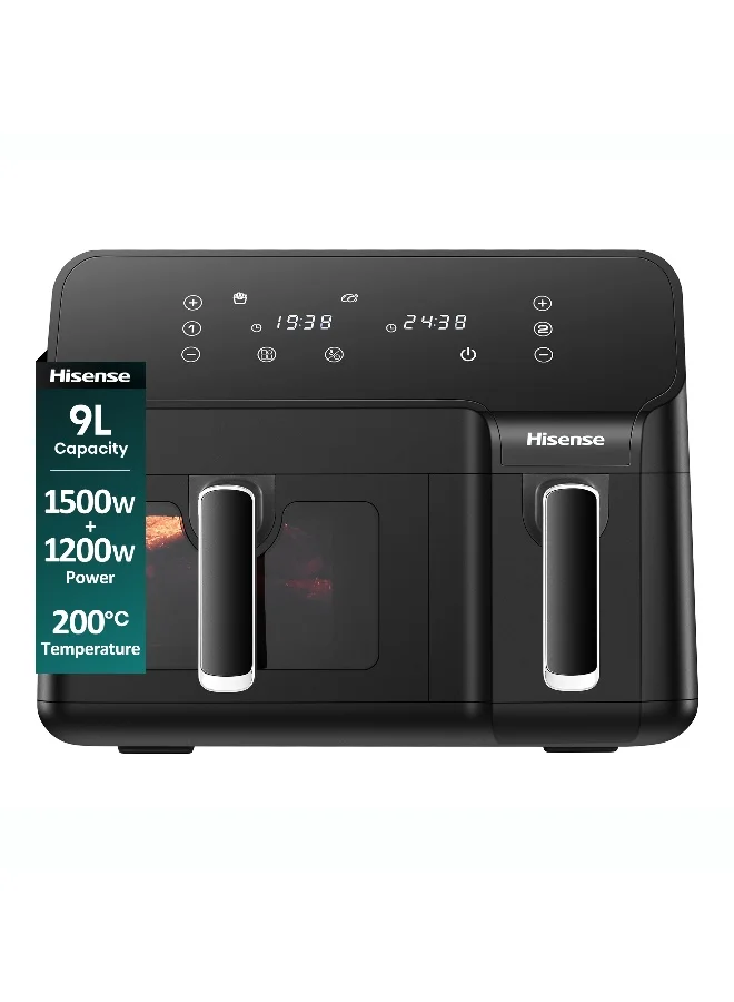 Premium Dual Zone Air Fryer with Visible Basket and LED Display (Black, 9 L, 2700 W) 23ie1