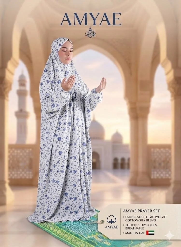 AMYAE One Piece Islamic Prayer Dress for Women Long Sleeve Hooded Abaya Jilbab for Salah and Umrah (One Size) pjyf8