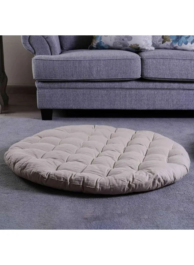 Pan Home Roxy Round Floor Cushion Premium Cotton Decorative Seating (Beige, 100 cm) 1cgca