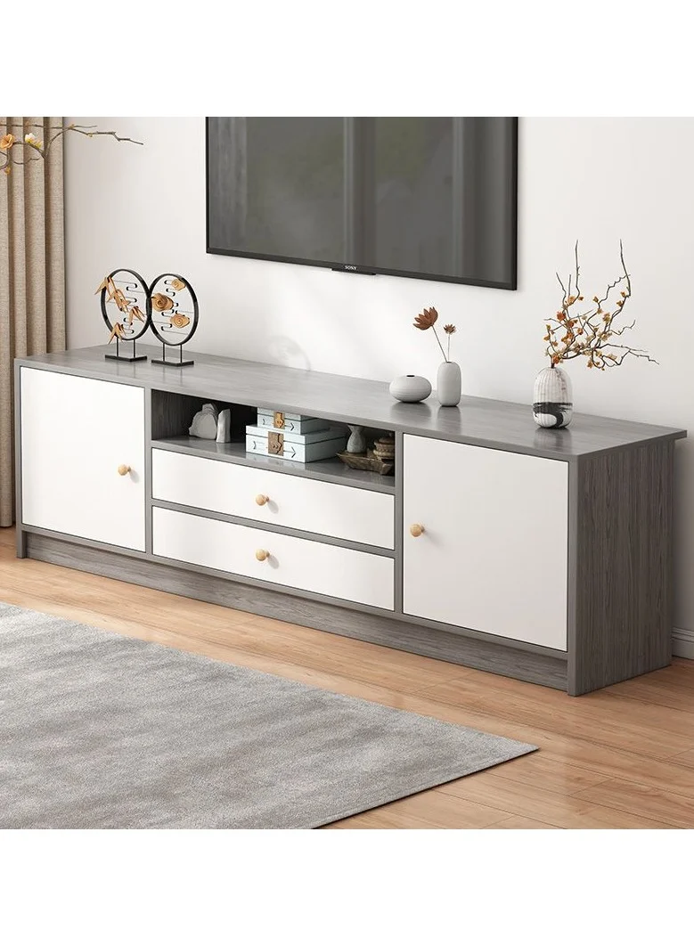 CityRiya-Long Modern TV Stand Entertainment Center with 2-Tier Storage Shelves for 65 Inch TVs (140x30x54cm) 1ru81