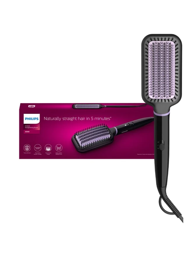 Professional Hair Straightening Brush Ceramic Heating Plate (Black, 1 Piece) d052l
