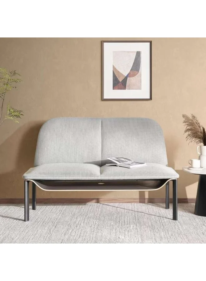 Pan Home 2-Seater Office Sofa Premium Fabric Upholstered Loveseat (Light Grey, 150 cm) 6trix