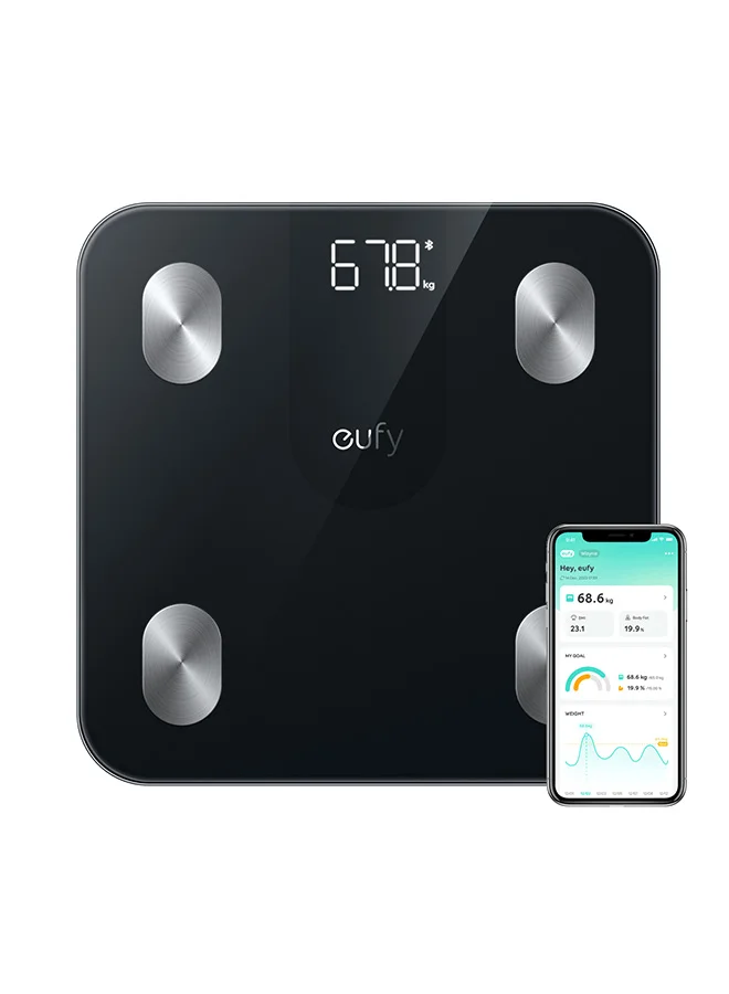Smart Digital Body Composition Scale with Bluetooth Connectivity and 12 Health Metrics (Black) xtezr