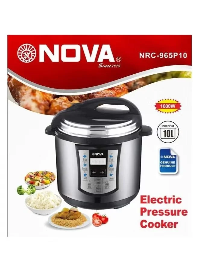 Nova Electric Pressure Cooker 10L Large Multi-Functional Kitchen Appliance with Stainless Steel Pot and Safety Lock (10L) ofp6w