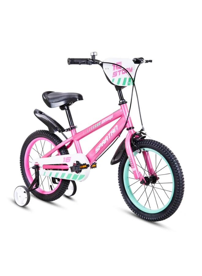 Spartan Storm Kids Bicycle with Removable Training Wheels and Ergonomic Steel Frame (Pink, 16 inch) ia8to