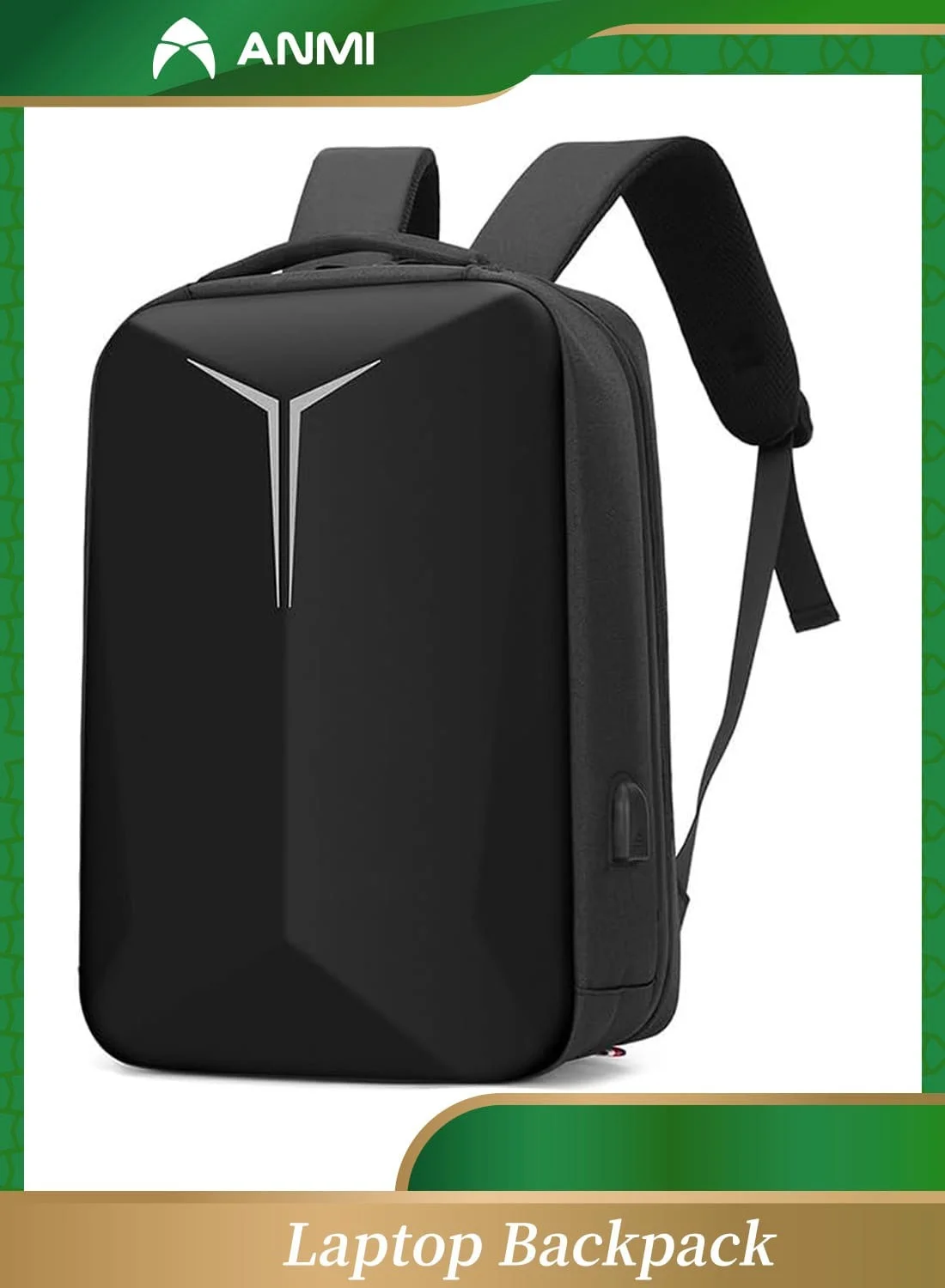 Anmi Travel Laptop Backpack for Men with USB Charging Port (Black, 15.6 inch) xph8v