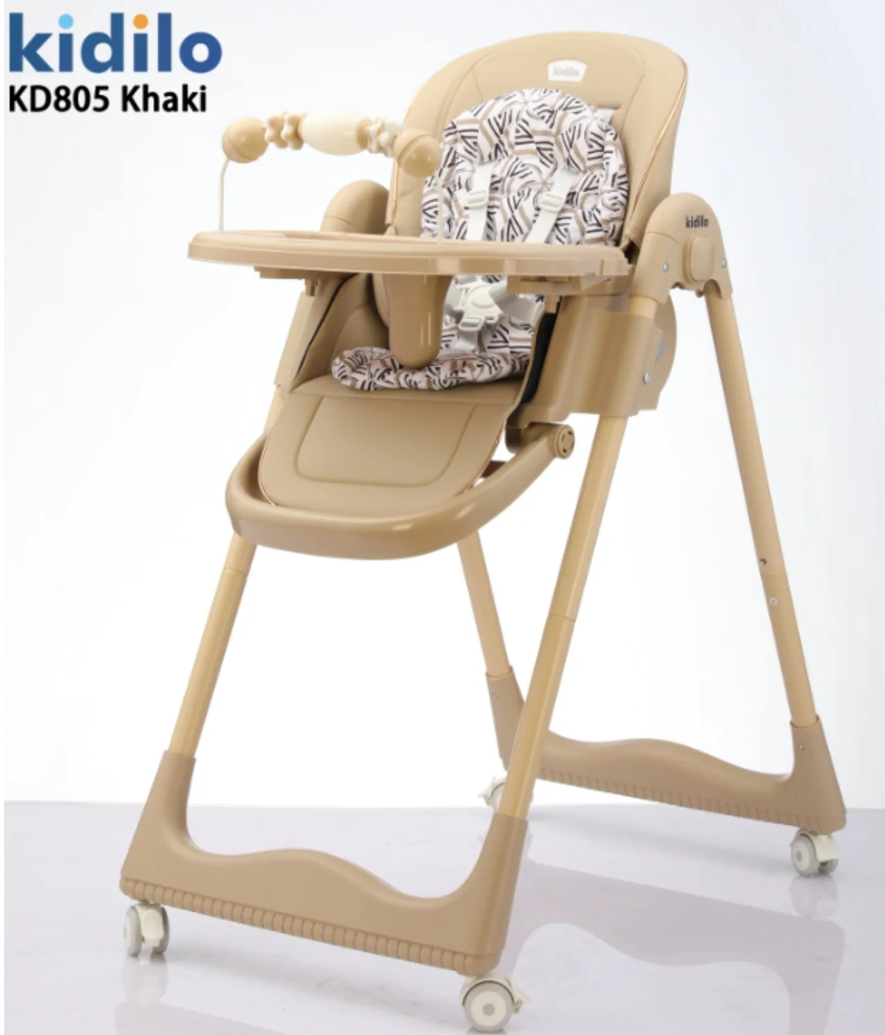 Kidilo KD805 Adjustable Baby High Chair with Reclining Seat and Double Feeding Tray (Grey, 1 Unit) 3gr1j