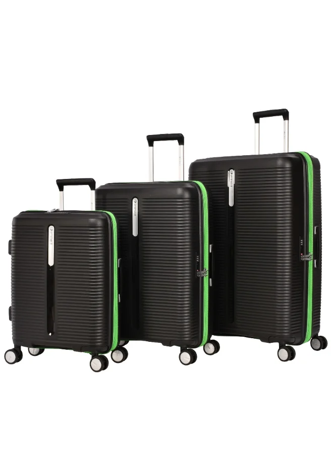 Eminent Hard Case 3-Piece Travel Luggage Set Lightweight Expandable Trolley Suitcases with TSA Lock and 360 Spinner Wheels (Black, 3-Piece Set) rr4nb