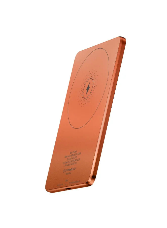 Powerology Ultra-Thin Magnetic Wireless Power Bank (5000mAh, 20W Type-C, Orange) 8tqao