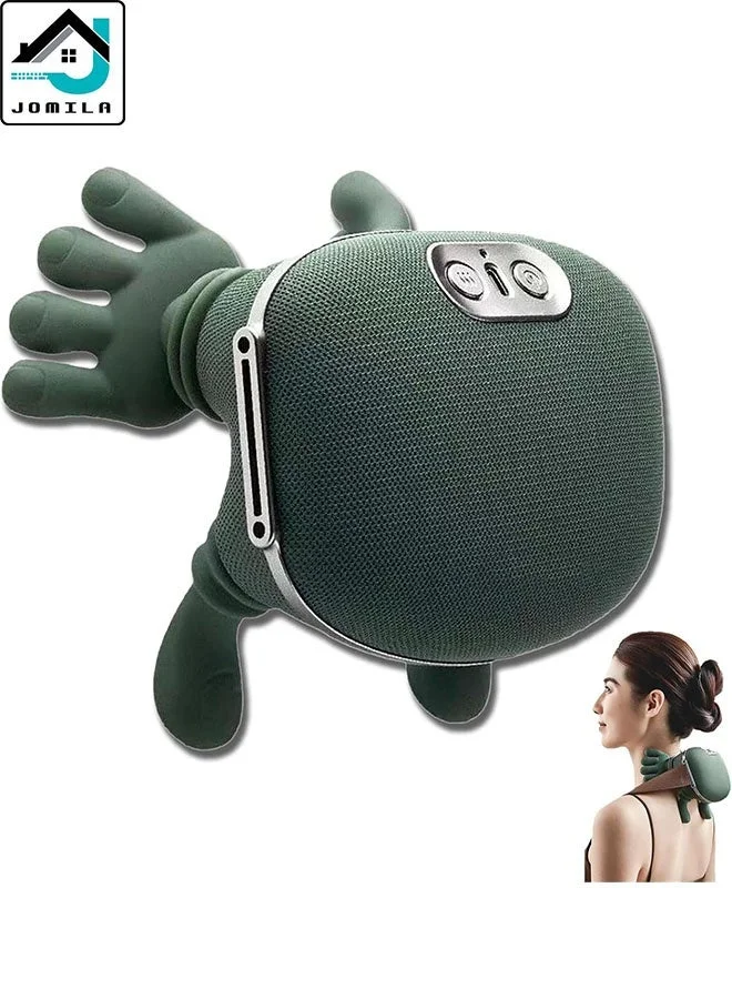 JOMILA Wireless Neck and Back Massager with Bionic Heat Therapy and 3-Speed Adjustment (Green, Portable) gnrbo