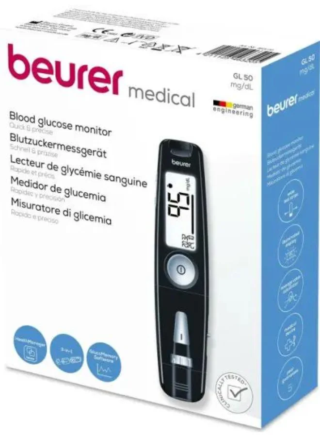 Premium Blood Glucose Monitoring System with 10 Test Strips Included (Compact, Digital, Adult) auj90
