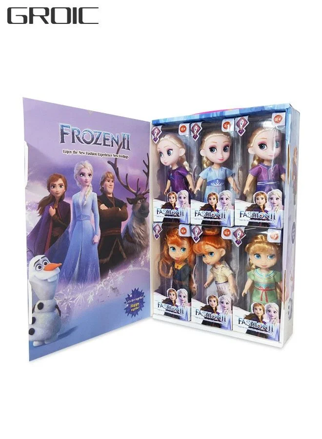 GROIC Princess Plush Doll Set Soft Stuffed Figures for Kids (6 Pieces, 14 cm) ms57u