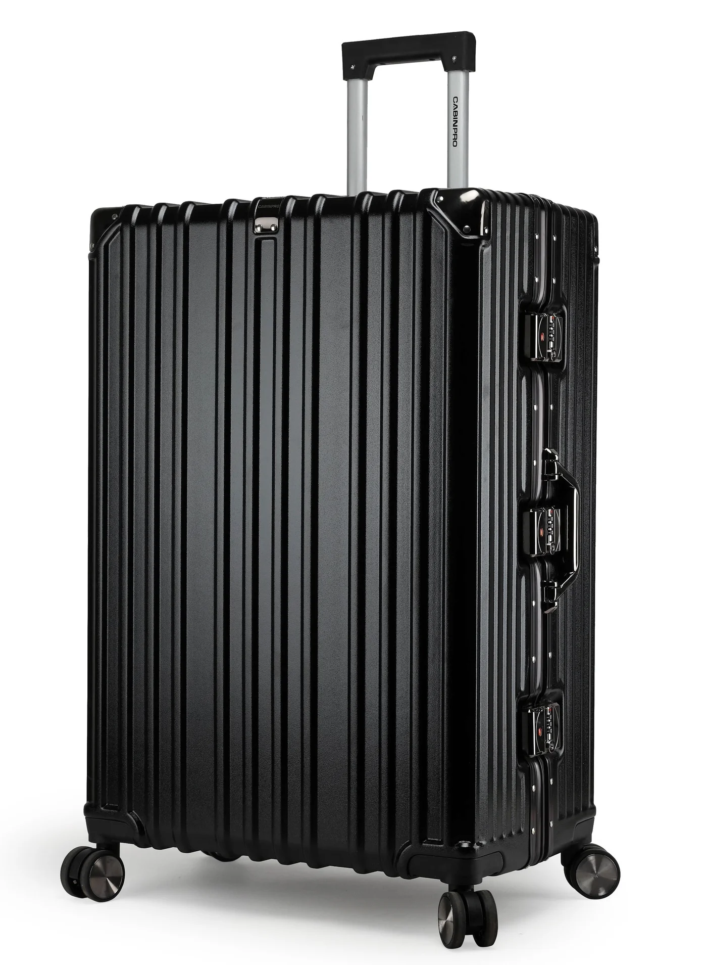 CABINPRO Lightweight Polycarbonate Hard Shell Luggage with Aluminum Frame and 360 Degree Spinner Wheels (Black, Large) gpjmc